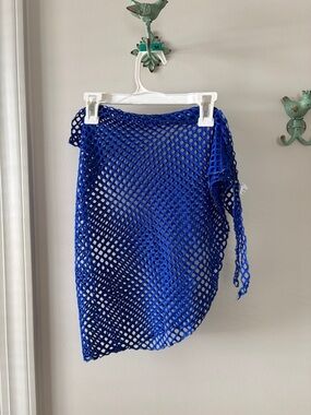 Blue Crochet Mesh Beach Cover-Up